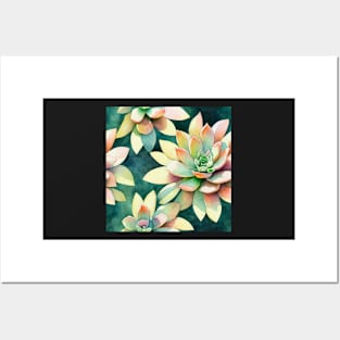 Watercolor succulent pattern Posters and Art